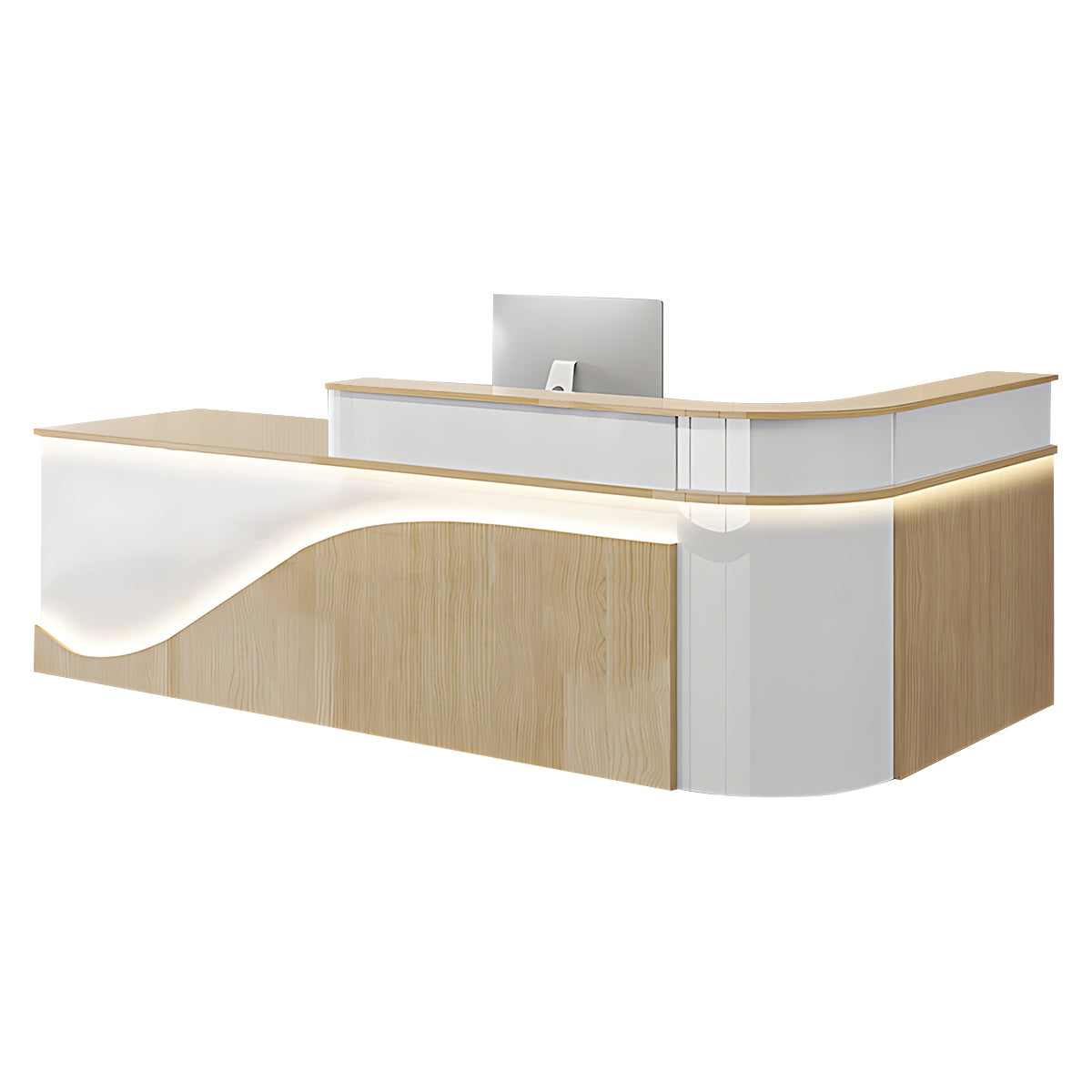 L-Shaped Curved Reception Desk Lacquer Counter 120–480cm