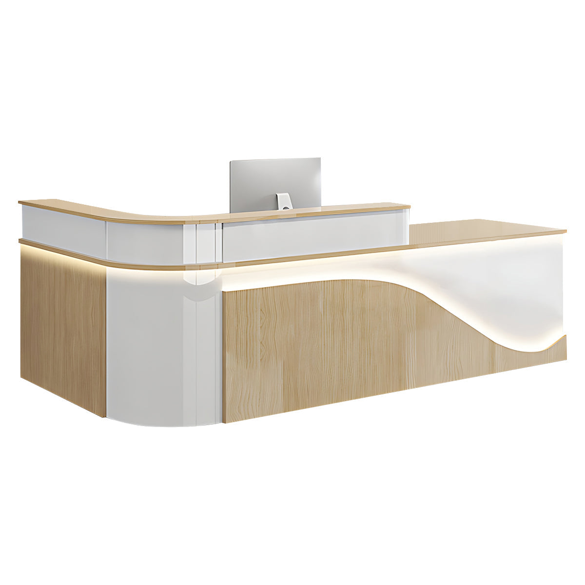 L-Shaped Curved Reception Desk Lacquer Counter 120–480cm