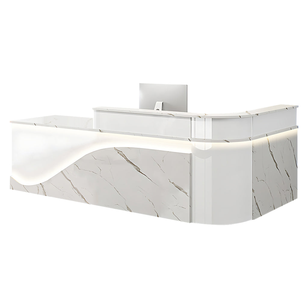 L-Shaped Curved Reception Desk Lacquer Counter 120–480cm