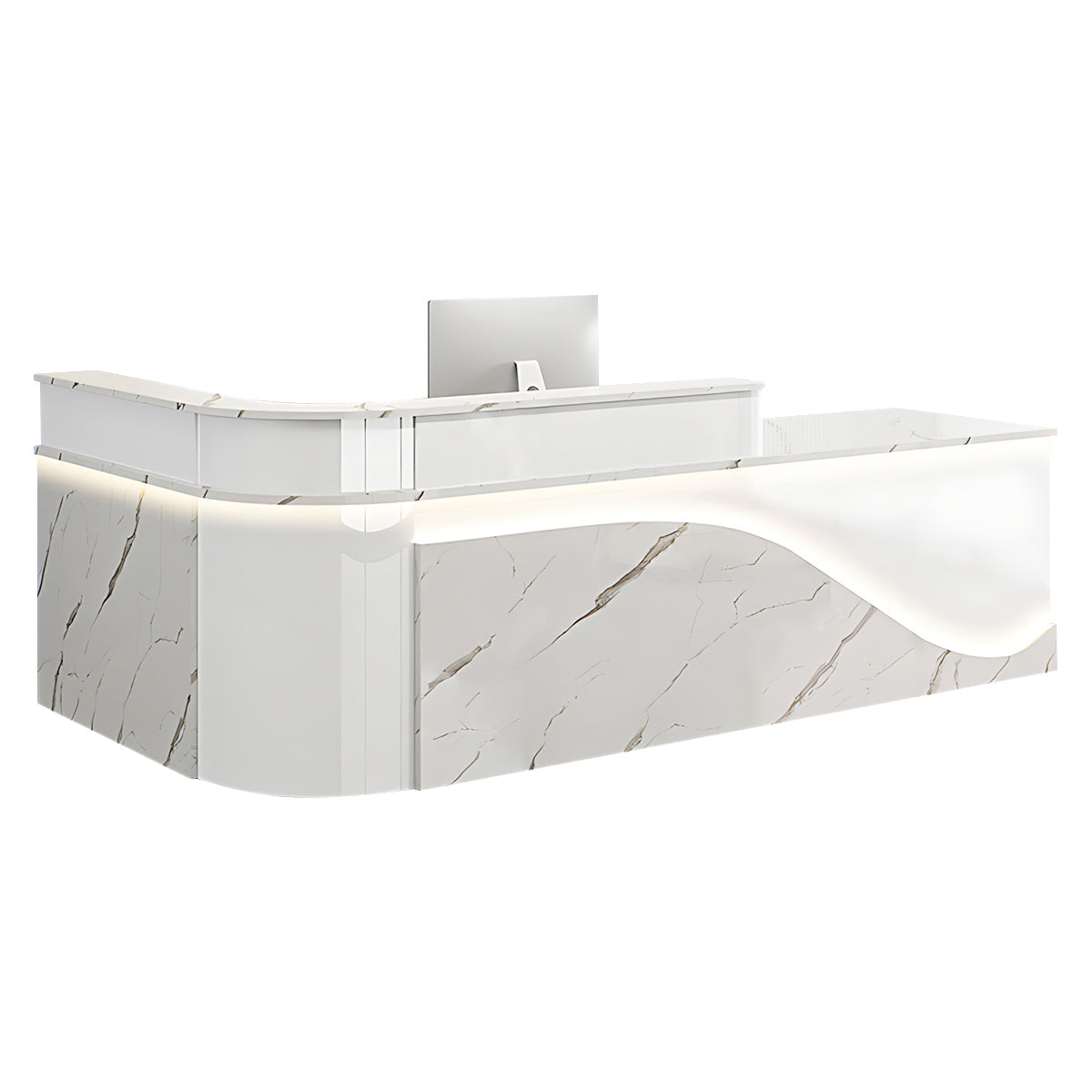 L-Shaped Curved Reception Desk Lacquer Counter 120–480cm