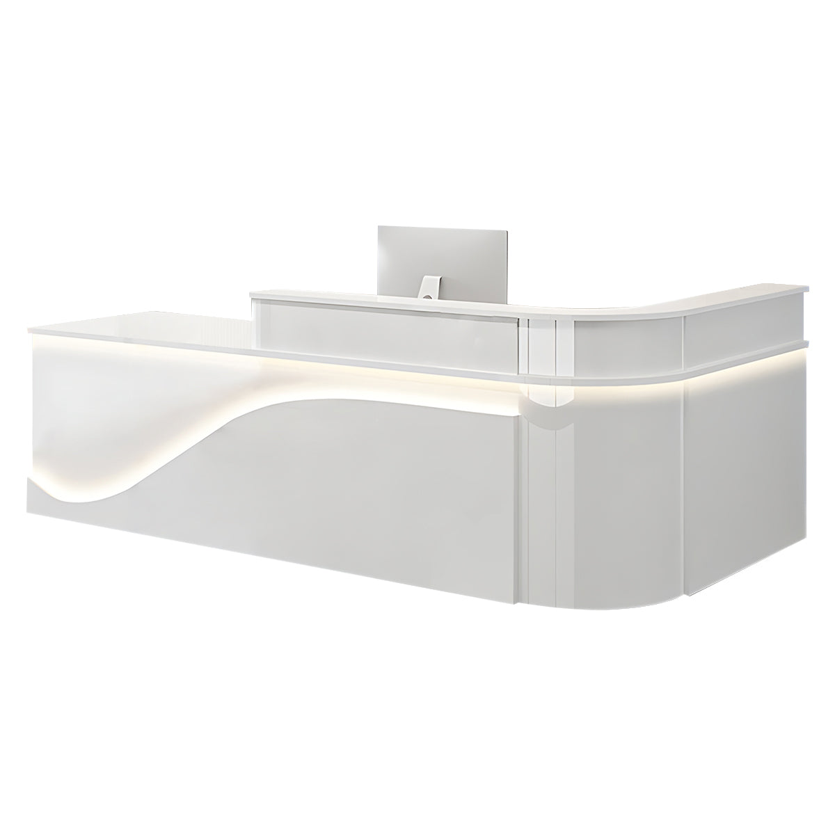 L-Shaped Curved Reception Desk Lacquer Counter 120–480cm