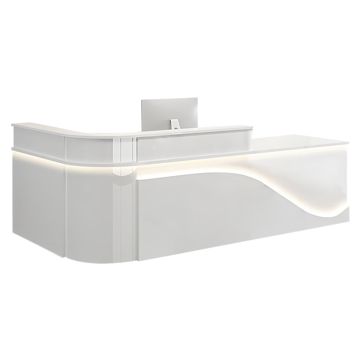 L-Shaped Curved Reception Desk Lacquer Counter 120–480cm