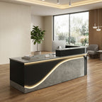 L-Shaped Curved Reception Desk Lacquer Counter 120–480cm
