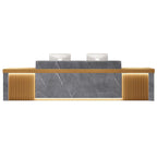 Modern Reception Desk Slatted Panel Counter LED 120–600cm White Light Gray