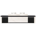 Modern Reception Desk Slatted Panel Counter LED 120–600cm White Light Gray