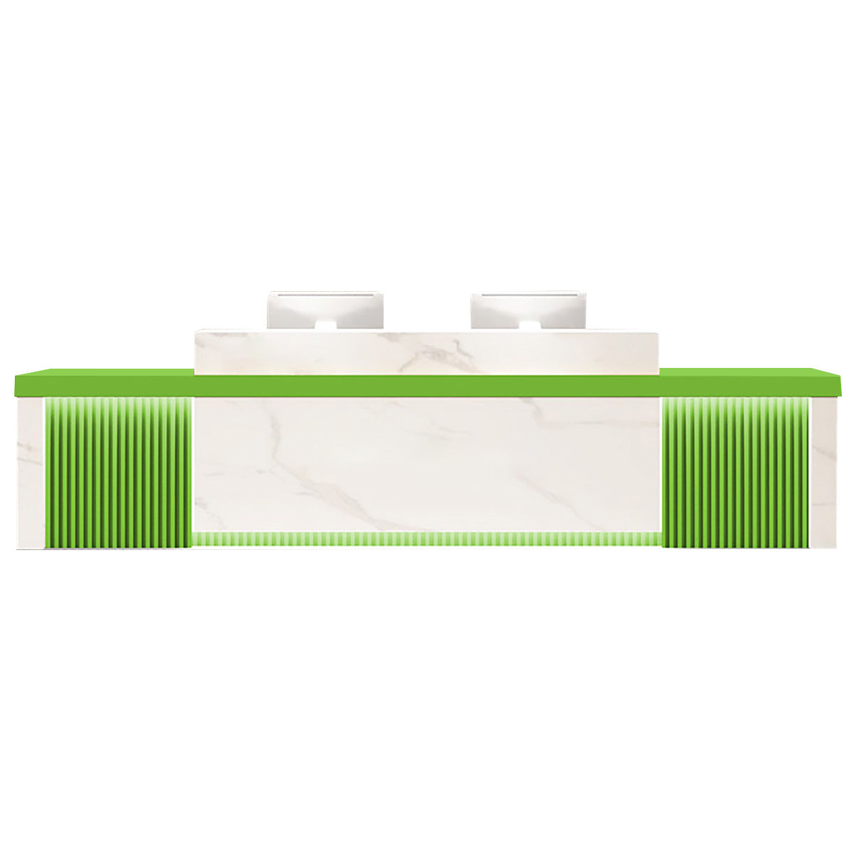 Modern Reception Desk Slatted Panel Counter LED 120–600cm White Light Gray