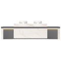 Modern Reception Desk Slatted Panel Counter LED 120–600cm White Light Gray