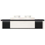 Modern Reception Desk Slatted Panel Counter LED 120–600cm White Light Gray