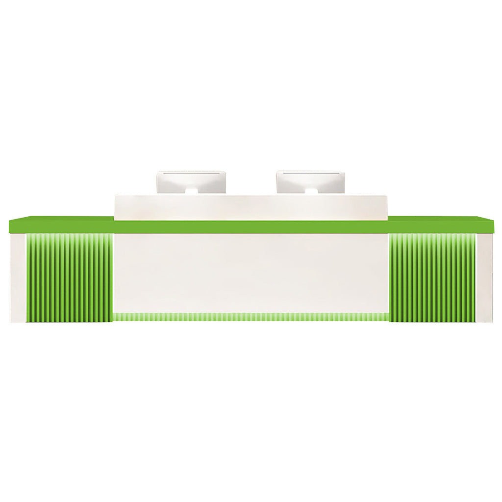 Modern Reception Desk Slatted Panel Counter LED 120–600cm White Light Gray