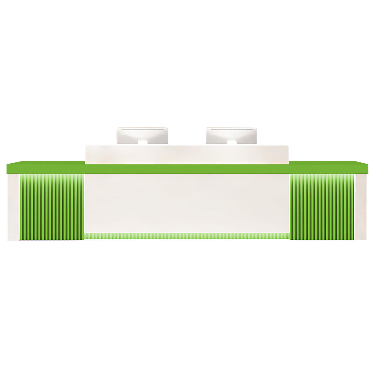 Modern Reception Desk Slatted Panel Counter LED 120–600cm White Light Gray