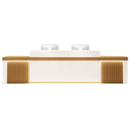 Modern Reception Desk Slatted Panel Counter LED 120–600cm White Light Gray