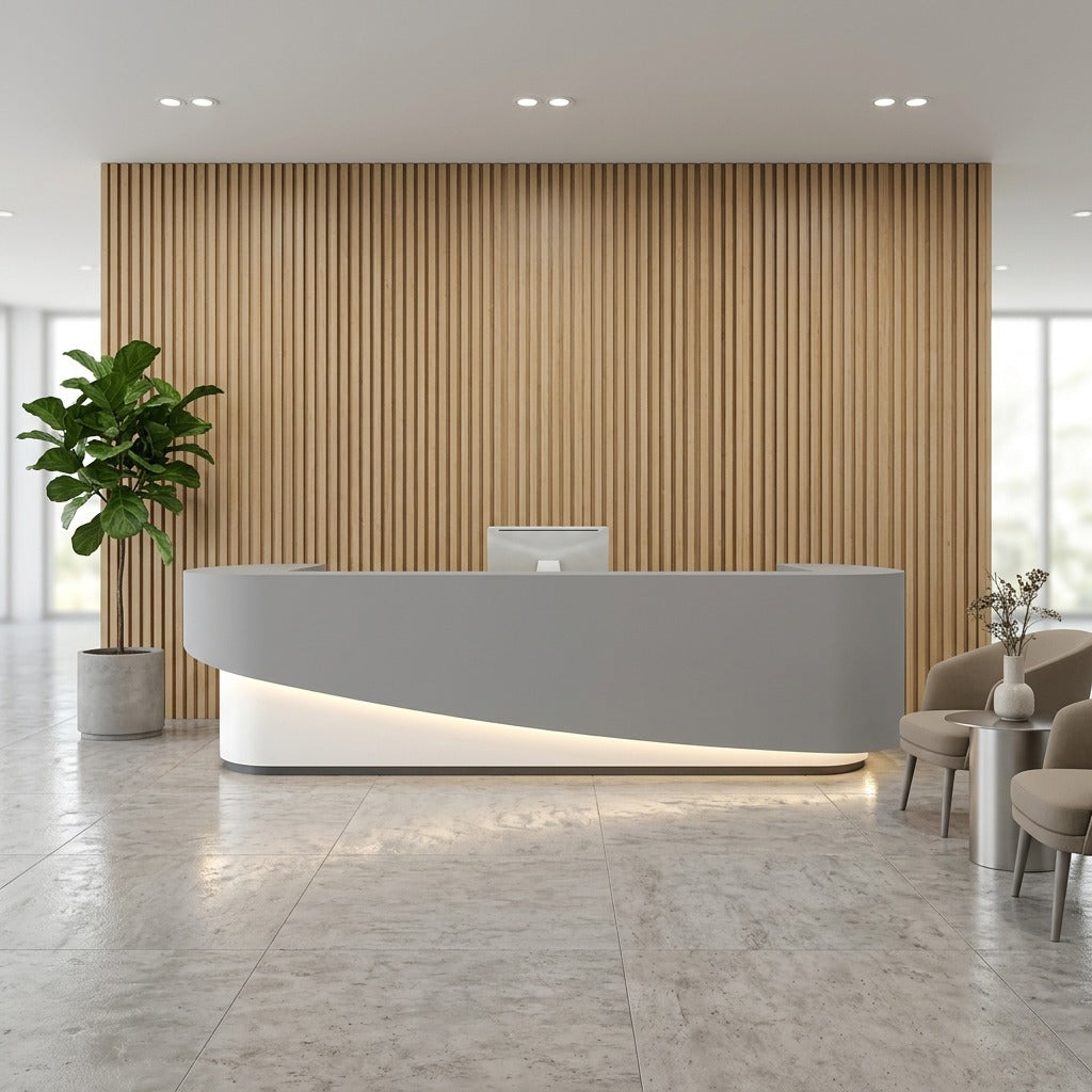 Modern Reception Desk with LED Lighting for Salon, Hotel, Retail