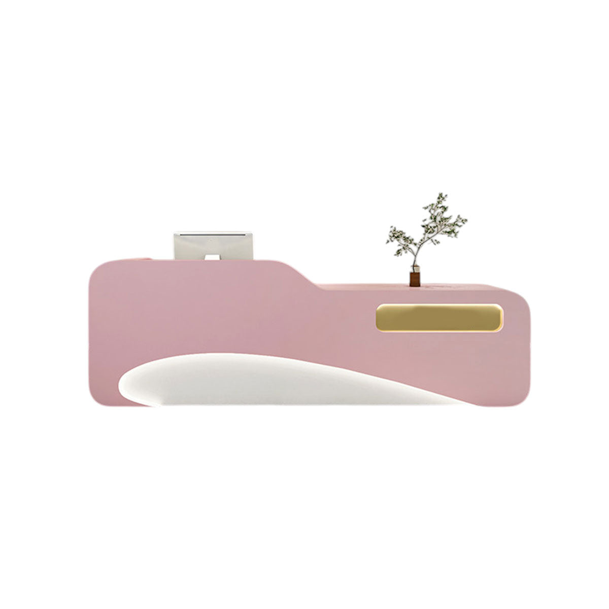 Modern Reception Desk Counter White Marble 120–400cm Wood Panel