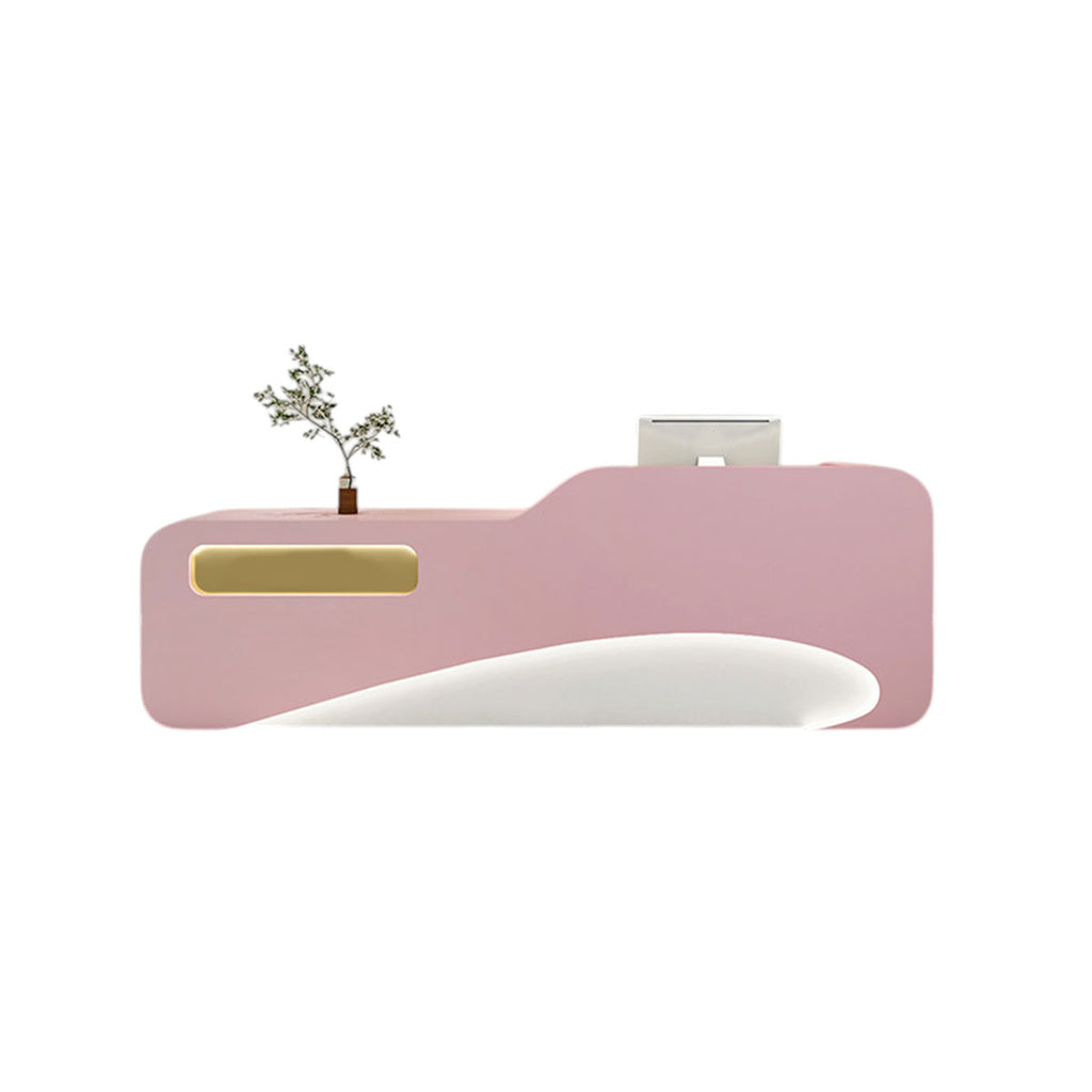 Modern Reception Desk Counter White Marble 120–400cm Wood Panel