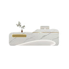 Modern Reception Desk Counter White Marble 120–400cm Wood Panel