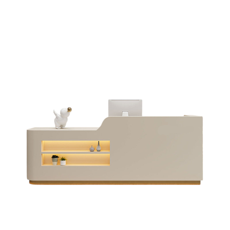 Modern Reception Desk Counter White Marble 100–350cm No Assembly