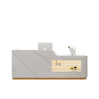 Modern Reception Desk Counter White Marble 100–350cm No Assembly