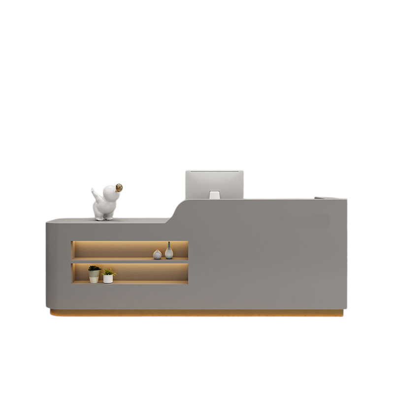 Modern Reception Desk Counter White Marble 100–350cm No Assembly