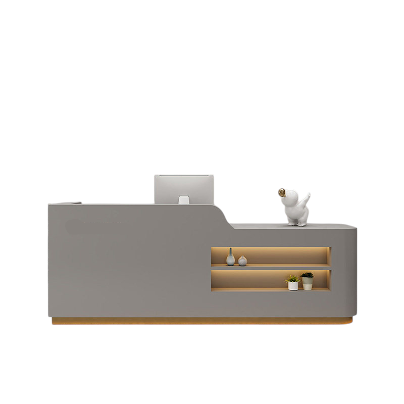 Modern Reception Desk Counter White Marble 100–350cm No Assembly