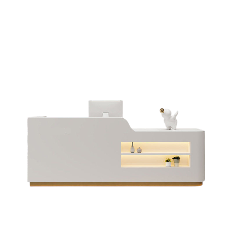 Modern Reception Desk Counter White Marble 100–350cm No Assembly