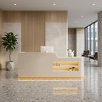 Modern Reception Desk Counter White Marble 100–350cm No Assembly