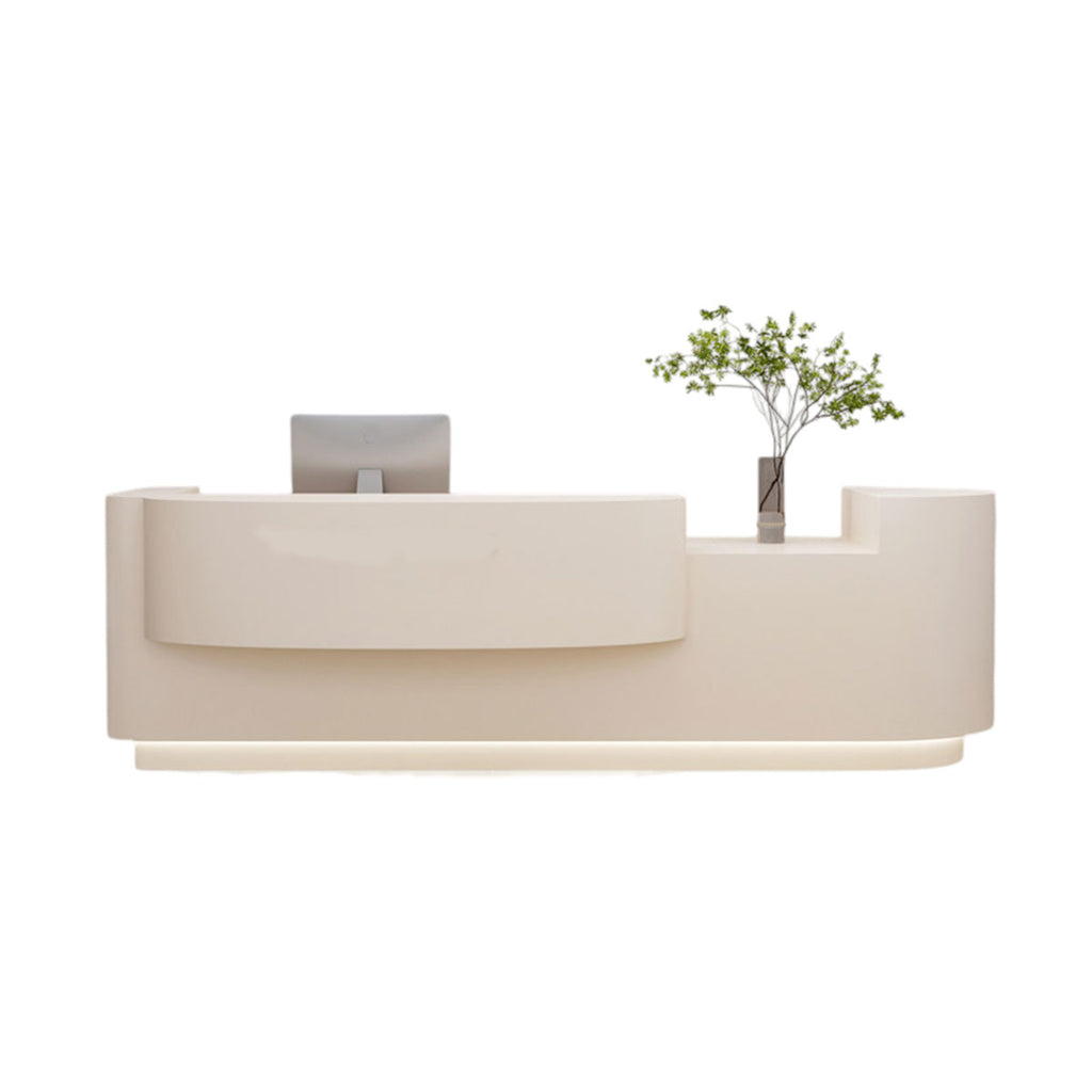 Black Curved Reception Desk Counter Lacquer 100–400cm Modern Modern