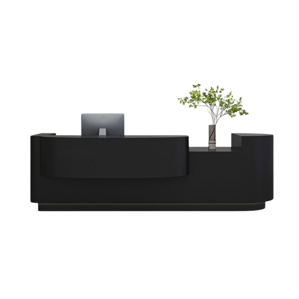 Black Curved Reception Desk Counter Lacquer 100–400cm Modern Modern