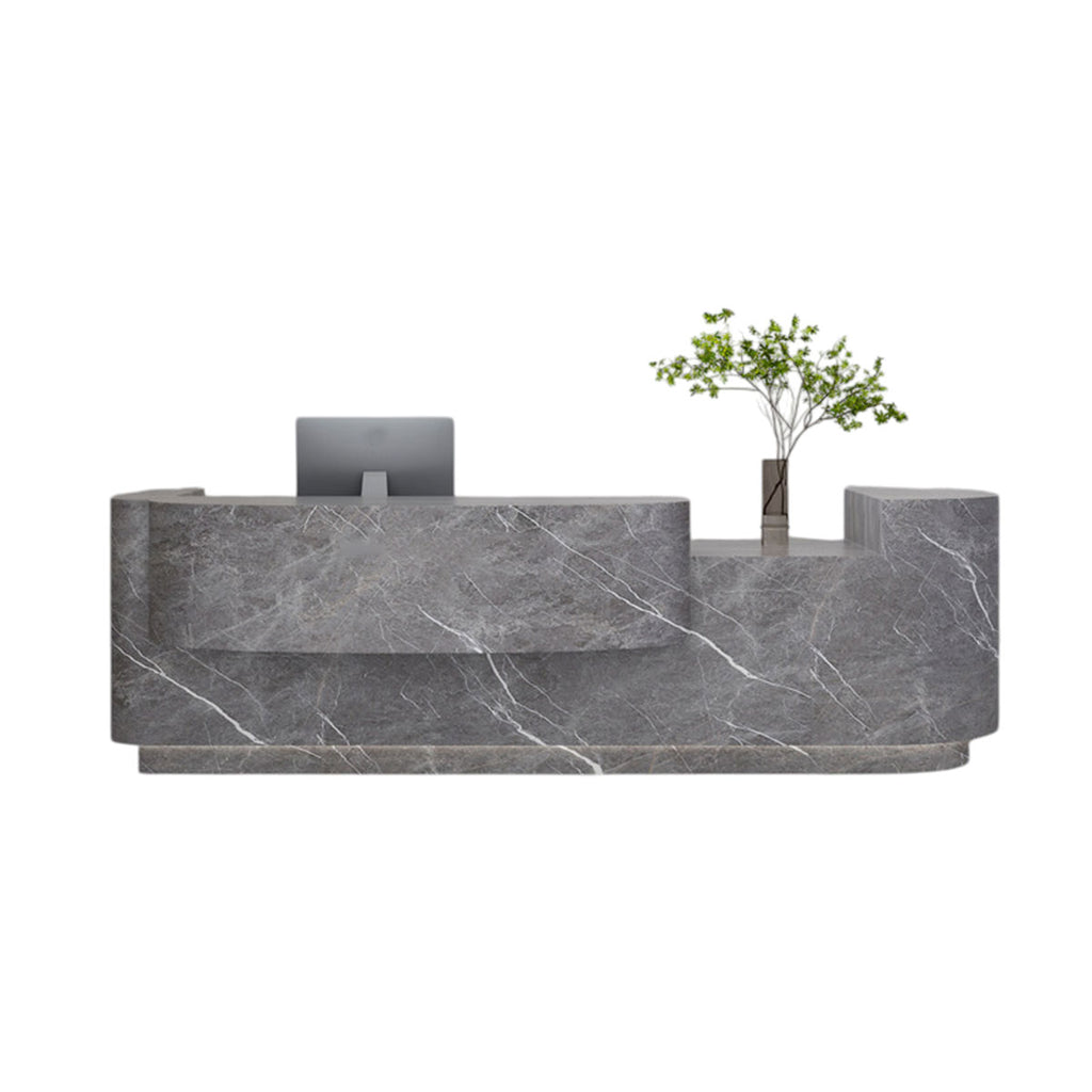 Black Curved Reception Desk Counter Lacquer 100–400cm Modern Modern