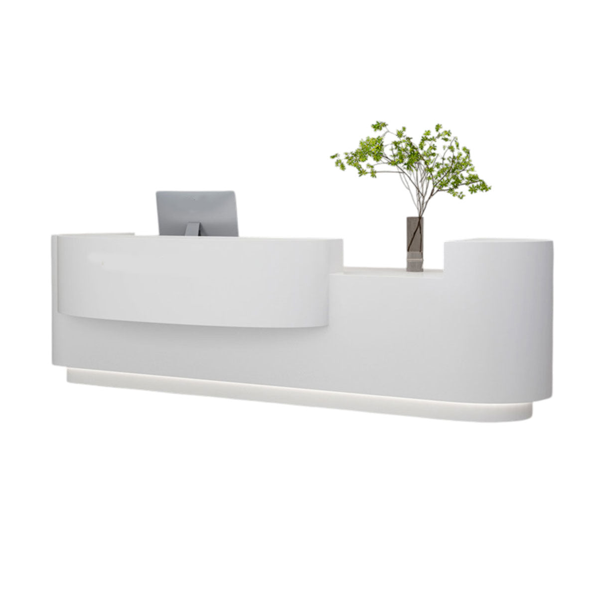 Black Curved Reception Desk Counter Lacquer 100–400cm Modern Modern