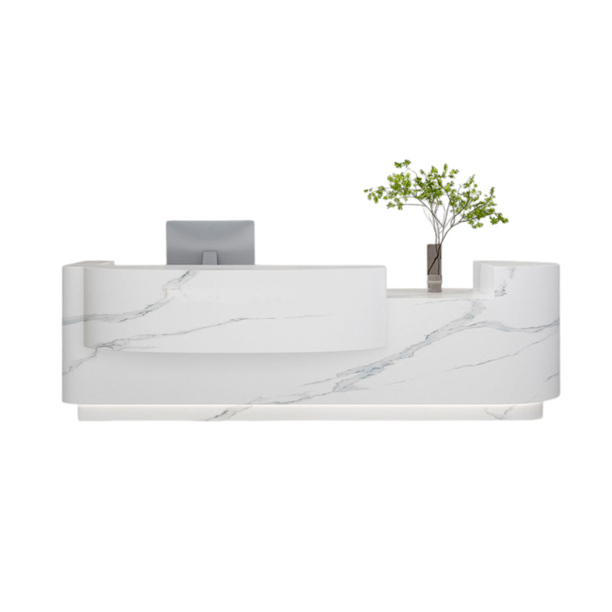 Black Curved Reception Desk Counter Lacquer 100–400cm Modern Modern
