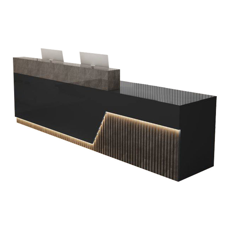 Lacquer Reception Desk Counter Wood Panel 140–500cm Multi Color