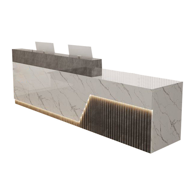 Lacquer Reception Desk Counter Wood Panel 140–500cm Multi Color