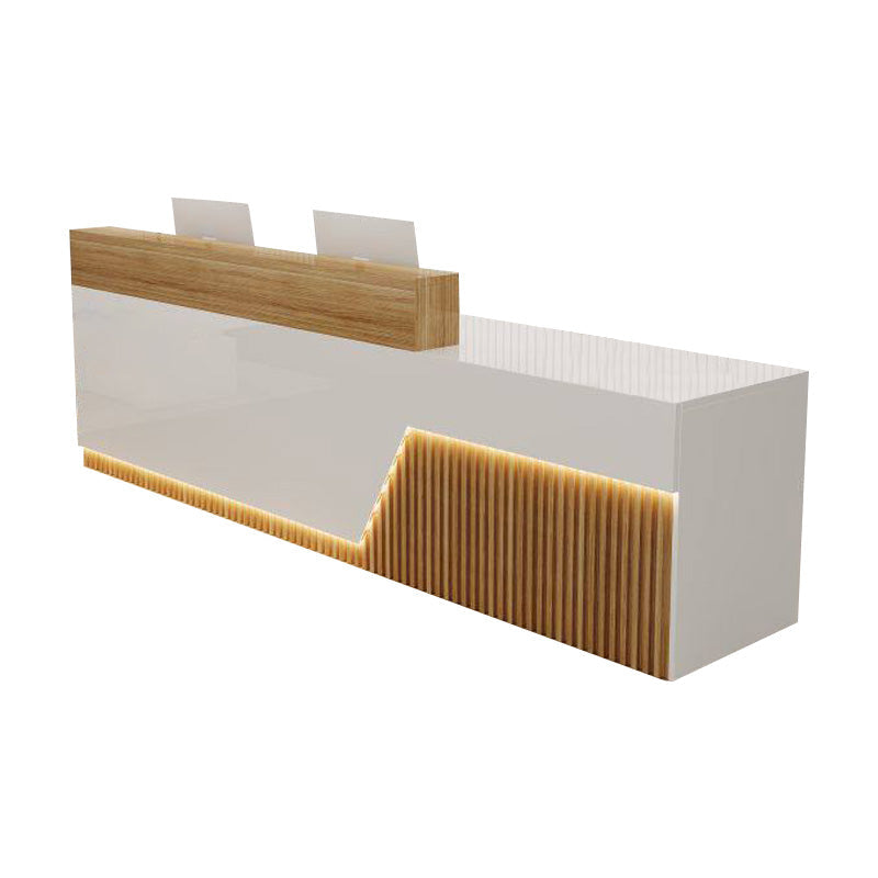 Lacquer Reception Desk Counter Wood Panel 140–500cm Multi Color