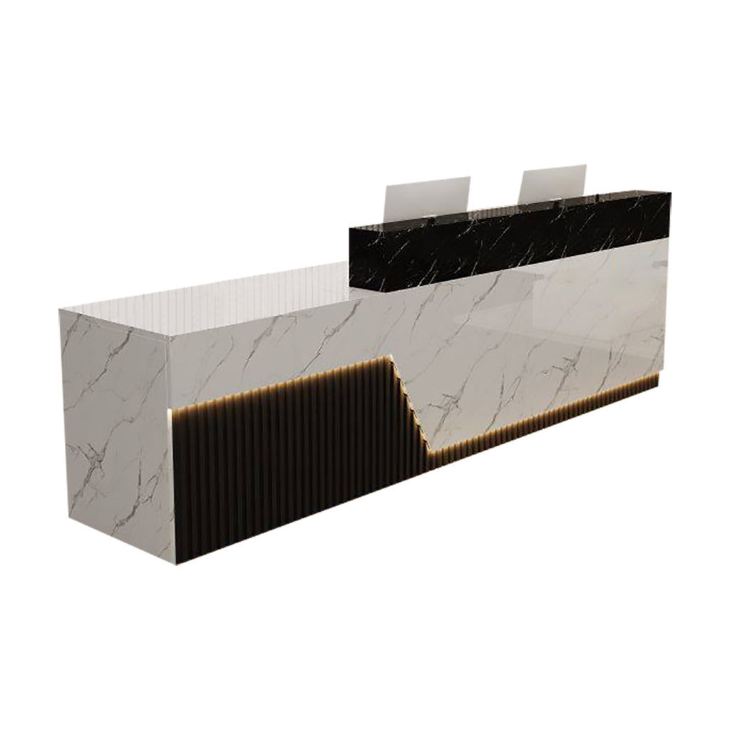 Lacquer Reception Desk Counter Wood Panel 140–500cm Multi Color