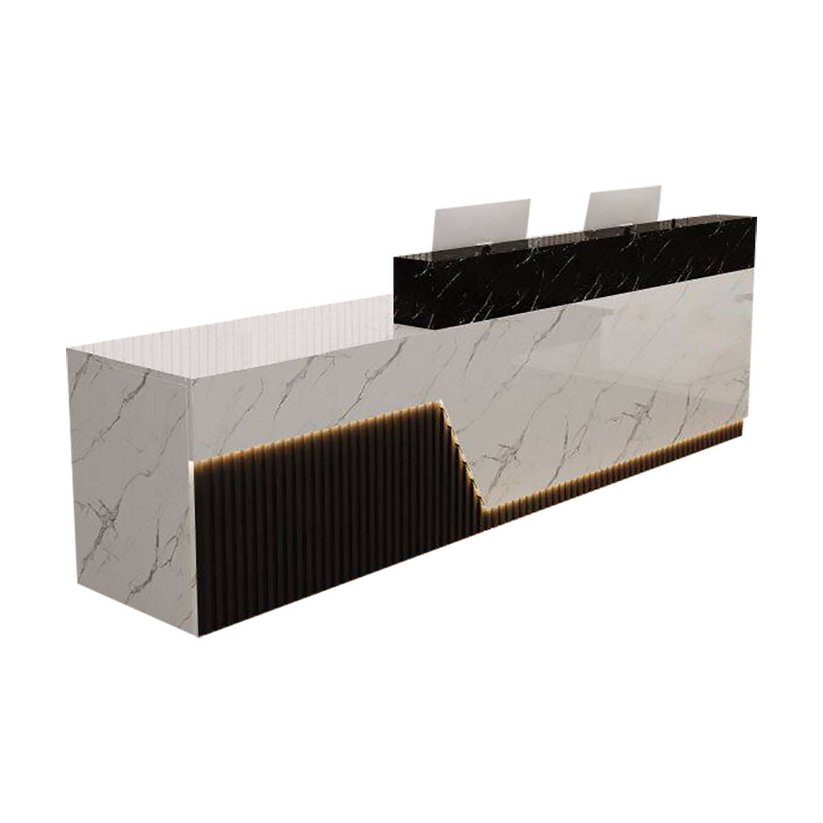 Lacquer Reception Desk Counter Wood Panel 140–500cm Multi Color