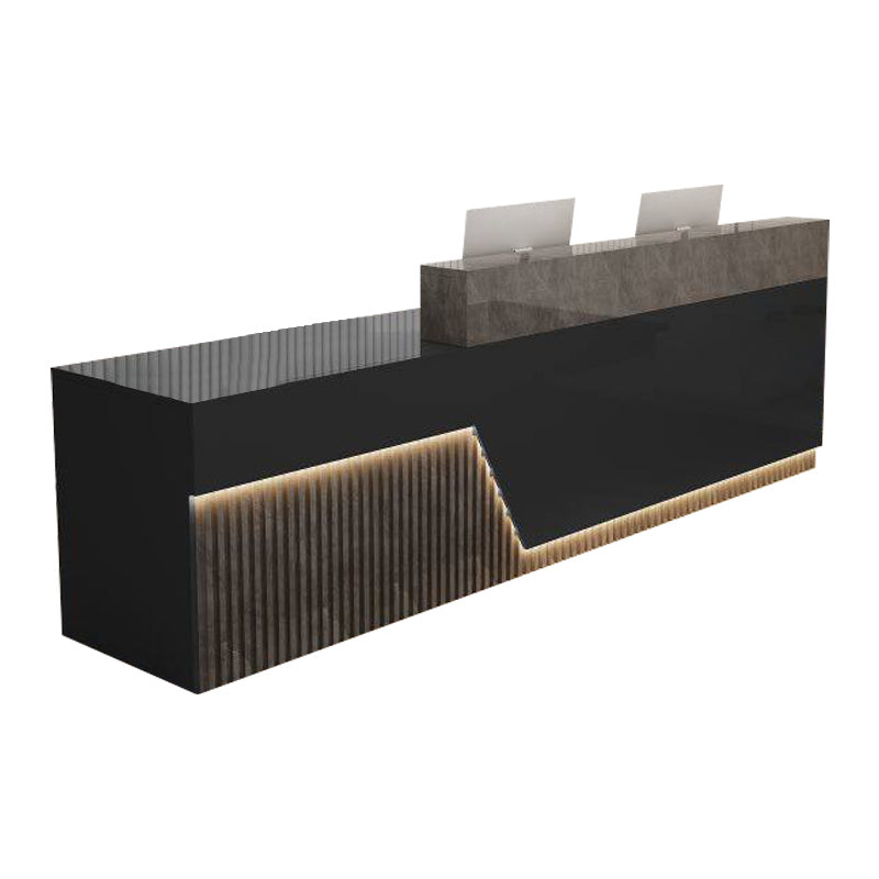 Lacquer Reception Desk Counter Wood Panel 140–500cm Multi Color