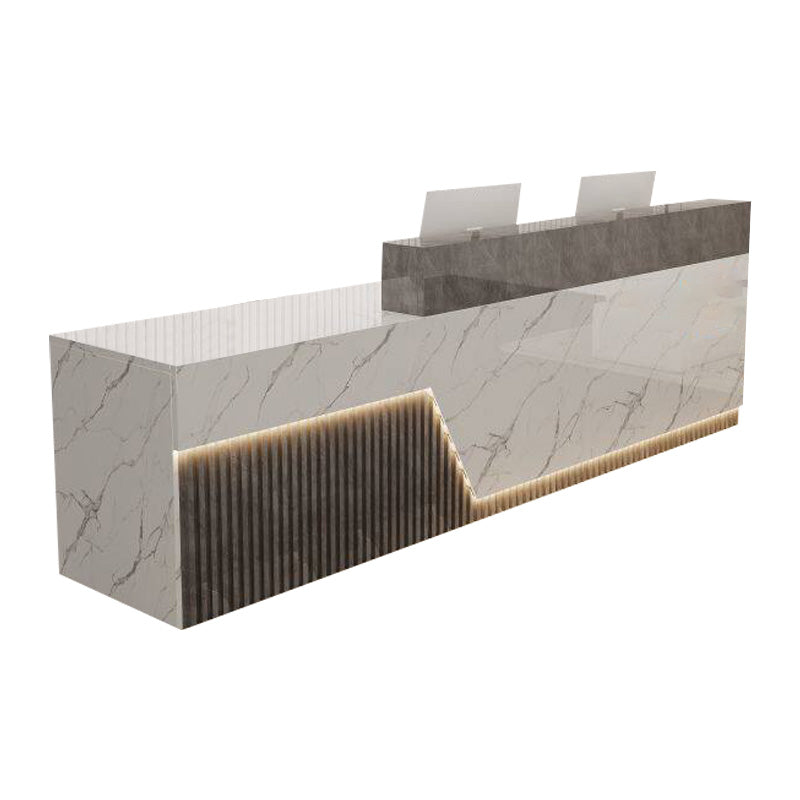 Lacquer Reception Desk Counter Wood Panel 140–500cm Multi Color