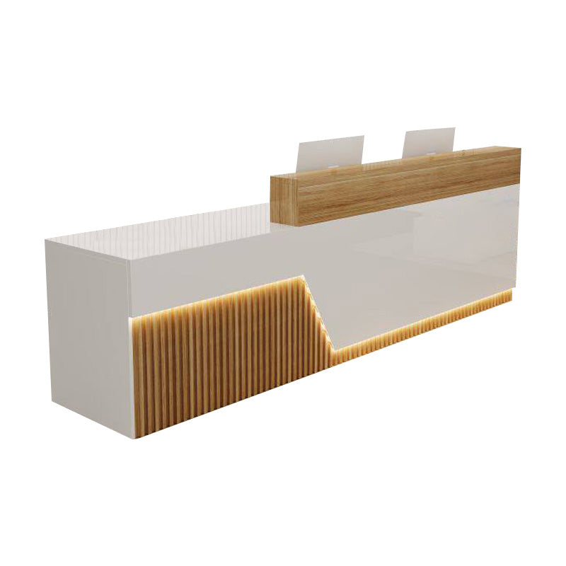 Lacquer Reception Desk Counter Wood Panel 140–500cm Multi Color