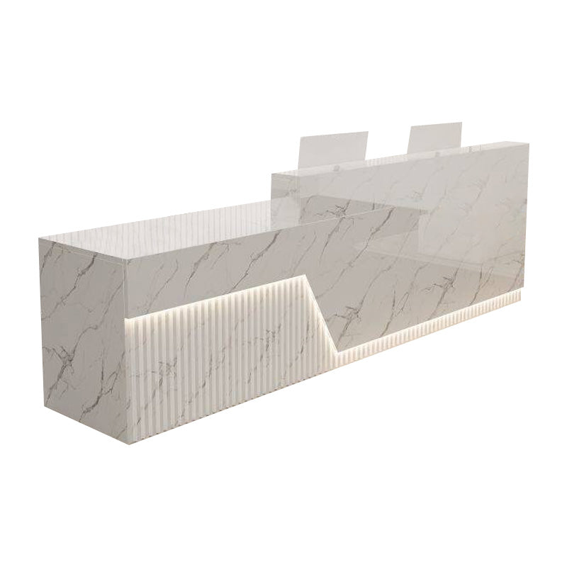 Lacquer Reception Desk Counter Wood Panel 140–500cm Multi Color