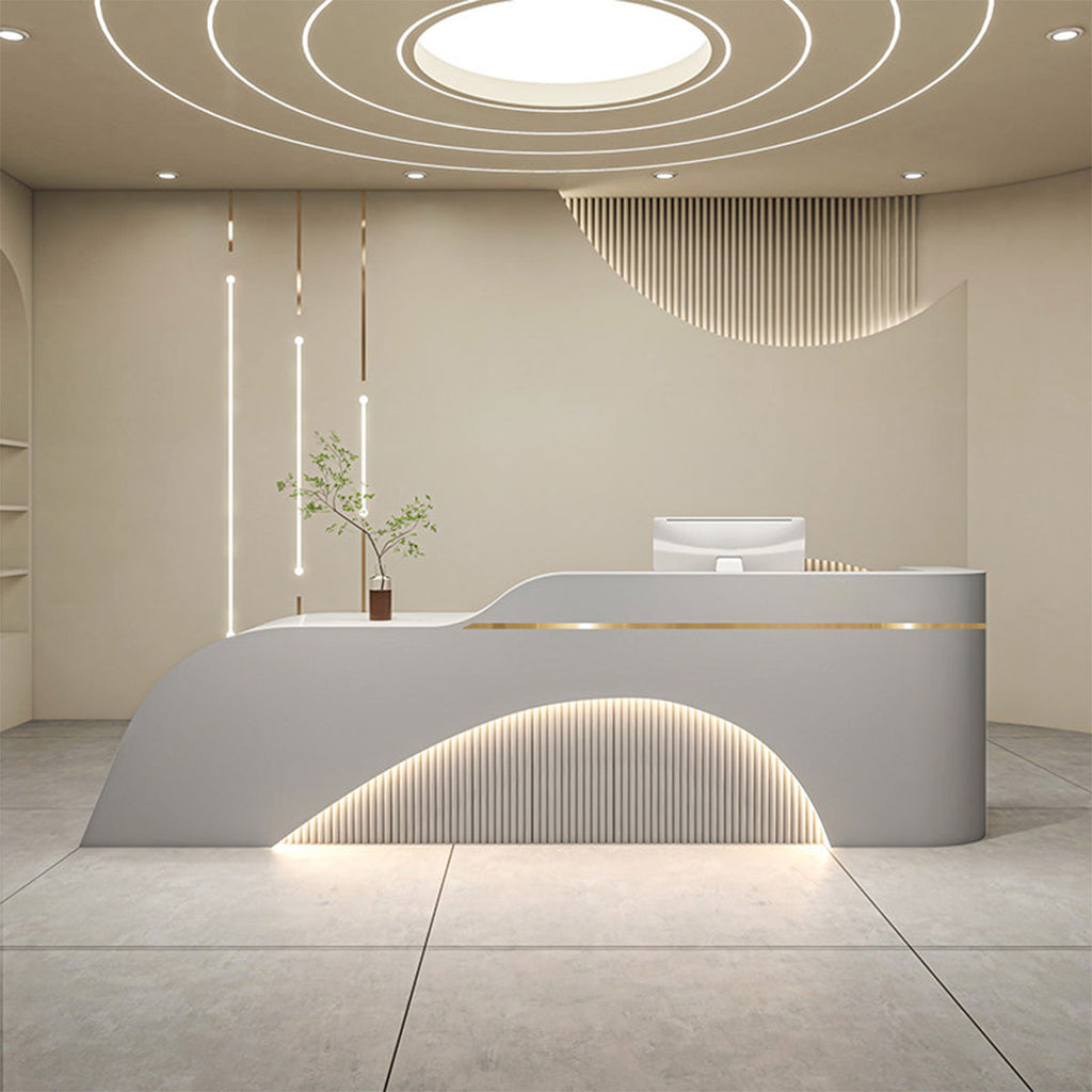 Lacquer Reception Desk with Spacious Storage for Salon, Retail & Office | ArvionFurn