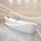 Modern Curved Reception Desk with Storage for Beauty Salon, Retail and Office Front Counter
