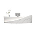 Modern Curved Reception Desk with Storage for Beauty Salon, Retail and Office Front Counter