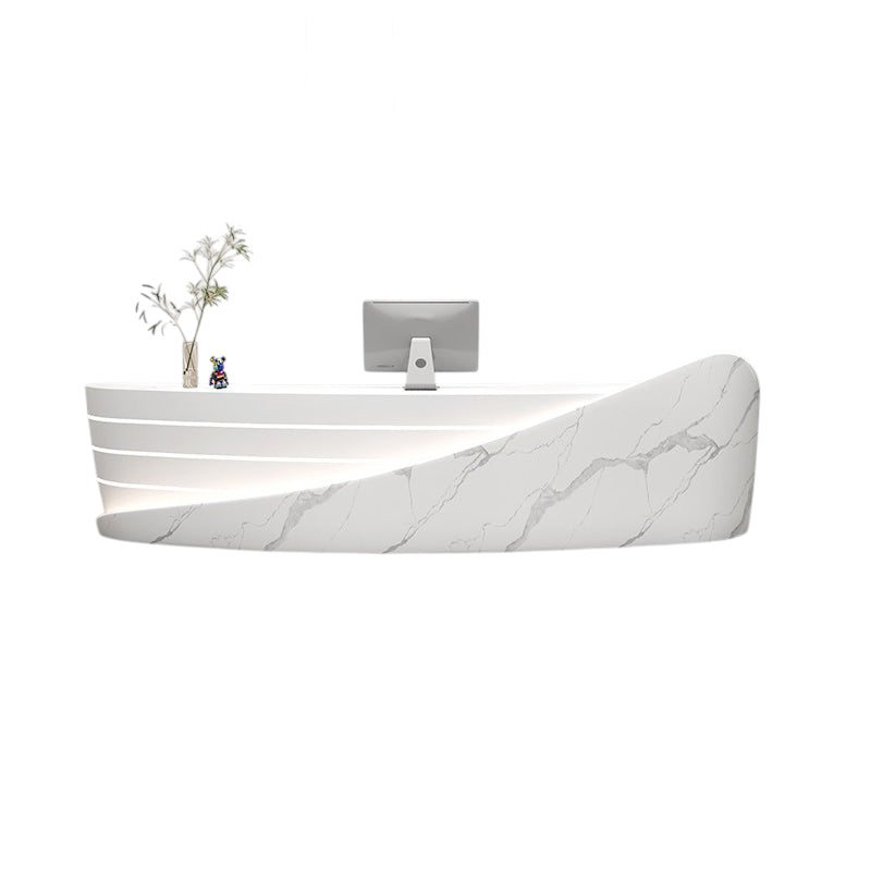 Modern Curved Reception Desk with Storage for Beauty Salon, Retail and Office Front Counter