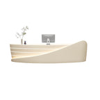 Modern Curved Reception Desk with Storage for Beauty Salon, Retail and Office Front Counter