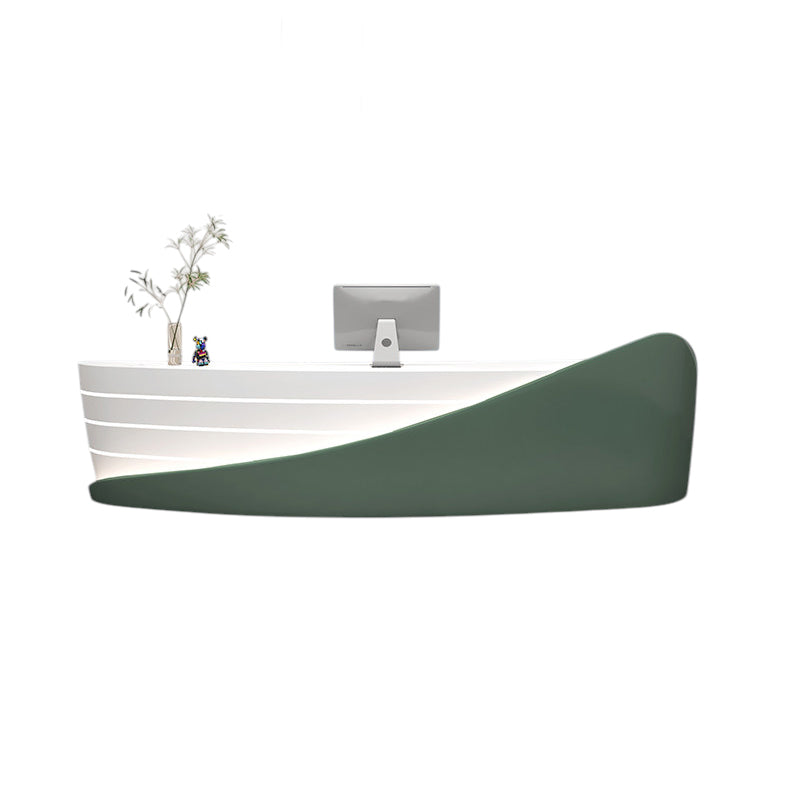 Modern Curved Reception Desk with Storage for Beauty Salon, Retail and Office Front Counter