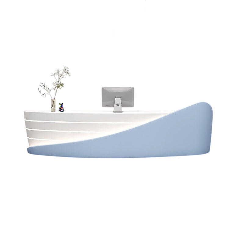 Modern Curved Reception Desk with Storage for Beauty Salon, Retail and Office Front Counter
