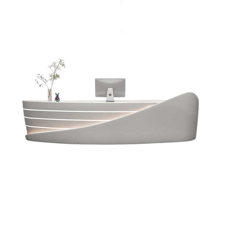 Modern Curved Reception Desk with Storage for Beauty Salon, Retail and Office Front Counter