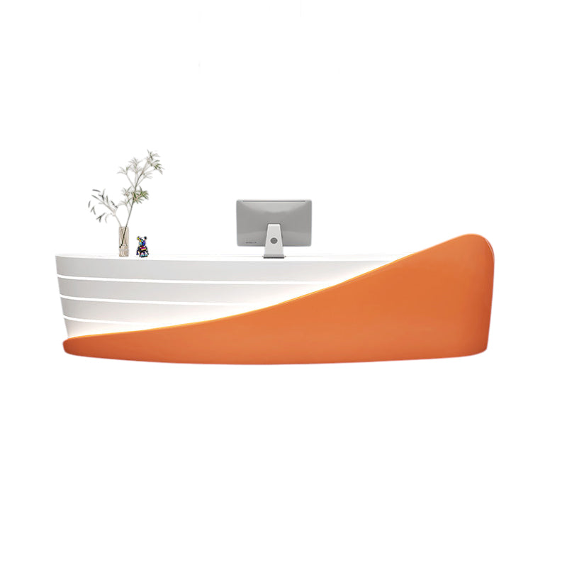 Modern Curved Reception Desk with Storage for Beauty Salon, Retail and Office Front Counter