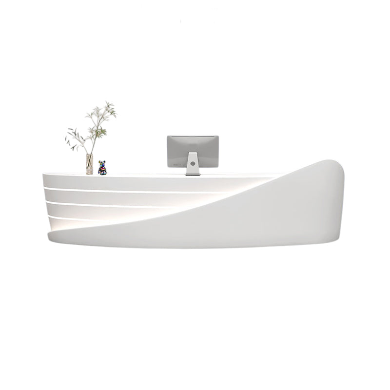 Modern Curved Reception Desk with Storage for Beauty Salon, Retail and Office Front Counter