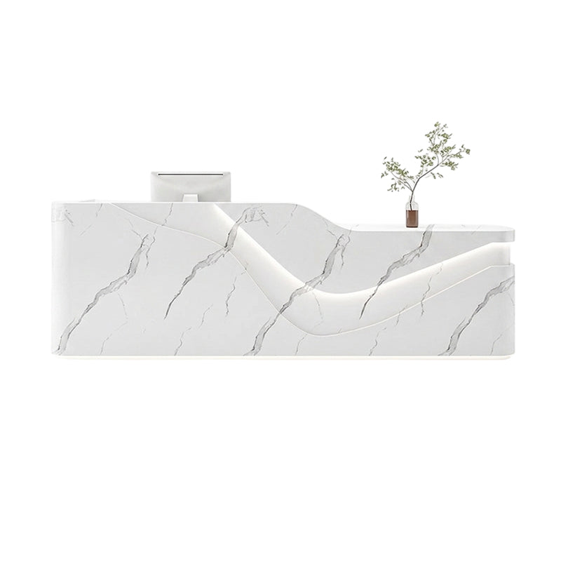 Modern Curved Lacquer Reception Desk for Beauty Salon, Retail & Clinic | ArvionFurn